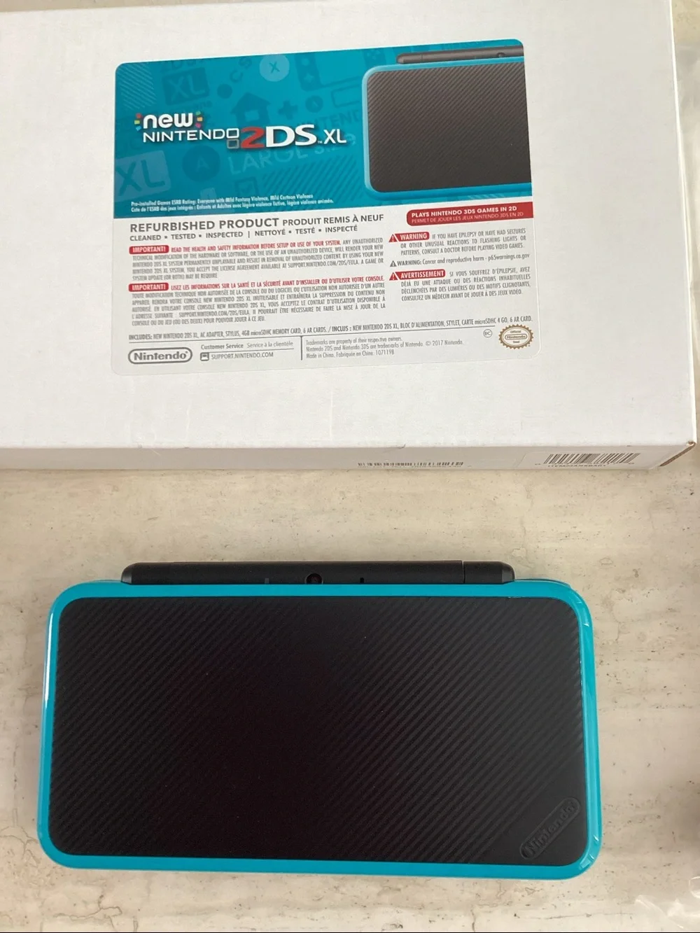 New Nintendo 2DS XL Console Nintendo Factory Refurbished & Charger Turquoise